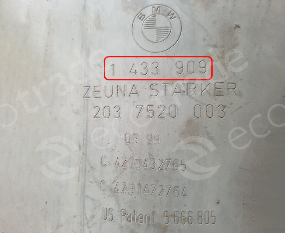 BMWZeuna Starker1433909उत्प्रेरक कनवर्टर